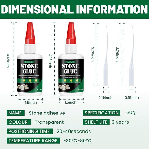 غراء الحجر، 30 جم*2 غراء لاصق رخامي للربط بين الأحجار والمواد الأخرى، 2.1 أونصة سائلة شفافة لترميم وإنتاج الحجر والرخام والحجر الاصطناعي بشكل فوري in Kuwait