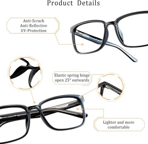 LifeArt Blue Light Blocking Glasses, Anti Eyestrain, Computer Reading Glasses, Gaming Glasses, TV Glasses for Women Men, Anti Glare (Black, 0.25 Magnification) in Saudi Arabia
