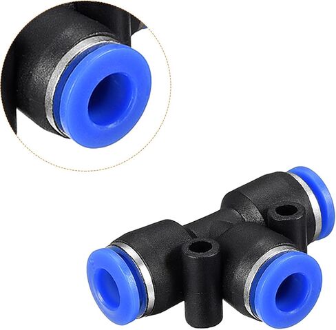 4 Pack Tee T Shape Push to Connect Air Hose Fitting, for Transporting Air Water, Apply to Outdoor/Industrial (6mm, Black Blue) in Saudi Arabia