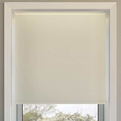 Sun Zero Lodi Textured Total Blackout Cordless Roller Shade, 48" x 72", Cream in Saudi Arabia