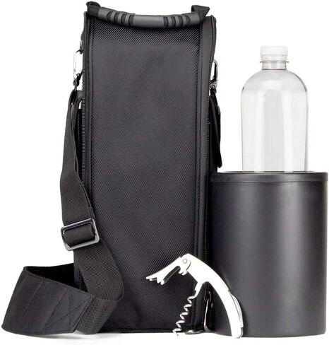 CaddyO Dual Travel Tote with 2 Wine Chillers, adjustable shoulder strap, 6 storage pockets, Sommelier Bottle Opener, 3 layers insulation. Zips apart - becomes two individual totes. in Saudi Arabia