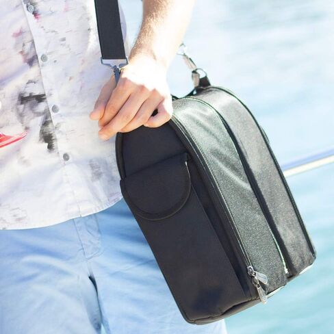 CaddyO Dual Travel Tote with 2 Wine Chillers, adjustable shoulder strap, 6 storage pockets, Sommelier Bottle Opener, 3 layers insulation. Zips apart - becomes two individual totes. in Saudi Arabia