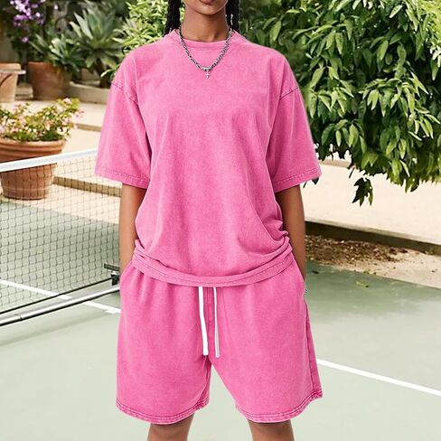 BINTEHGS Womens Cotton Knee Length Athletic Shorts Wide Leg High Waisted Drawstring Loose Casual Sweat Shorts with Pockets in Kuwait