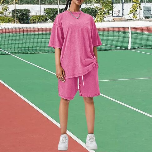 BINTEHGS Womens Cotton Knee Length Athletic Shorts Wide Leg High Waisted Drawstring Loose Casual Sweat Shorts with Pockets in Kuwait