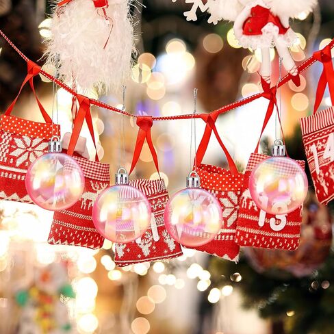 Syhood 48 Pcs Christmas Iridescent Plastic Ornaments Clear Iridescent Ornaments Balls Decorative Hanging Ornaments for Xmas Tree Wedding Party Birthday Home Decorations (Pink, 1.97 Inch) in Saudi Arabia