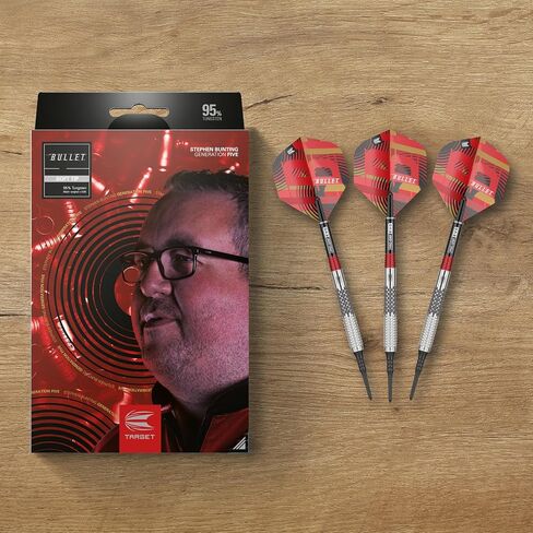 مجموعة سهام التنغستن 95% من TARGET Darts Stephen Bunting G5 (18 جرام)، سهام ذات أطراف ناعمة | لعبة رمي السهام من الجيل الخامس مع أطراف بكسل، مجموعة سهام احترافية، مجموعة سهام إلكترونية ذات طرف ناعم in Saudi Arabia