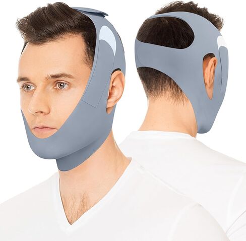 Anti Snore Chin Strap for CPAP Users, Snore Stopper with Adjustable Velcro, Chin Strap for Sleeping Comfortable Stop Snoring Solution, Anti Snoring Devices Breathable and Reusable, Gray, M in Kuwait