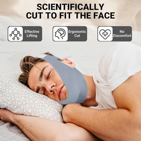 Anti Snore Chin Strap for CPAP Users, Snore Stopper with Adjustable Velcro, Chin Strap for Sleeping Comfortable Stop Snoring Solution, Anti Snoring Devices Breathable and Reusable, Gray, M in Kuwait