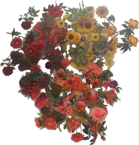 120pcs Flowers Stickers, Lifany Vinyl Waterproof Cute Flowers Stickers for Laptop, Phone, Luggage, Computer, Scrapbooking, Floral Stickers for Kids Teens Girls(Pink red Yellow) in Saudi Arabia