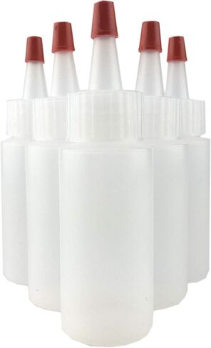 Hobbyland Squeeze Bottles, LDPE Plastic Bottles, Natural Cylinder Bottles, Yorker Spout Red Caps, Tips have .30 Hole (1oz, 6 Bottles) in Saudi Arabia