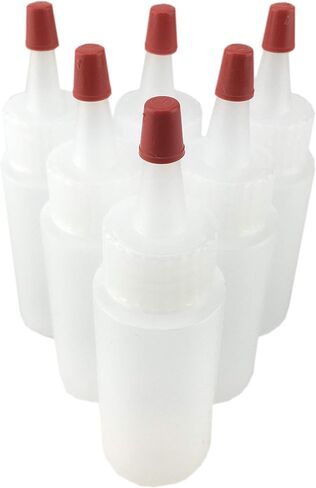 Hobbyland Squeeze Bottles, LDPE Plastic Bottles, Natural Cylinder Bottles, Yorker Spout Red Caps, Tips have .30 Hole (1oz, 6 Bottles) in Saudi Arabia