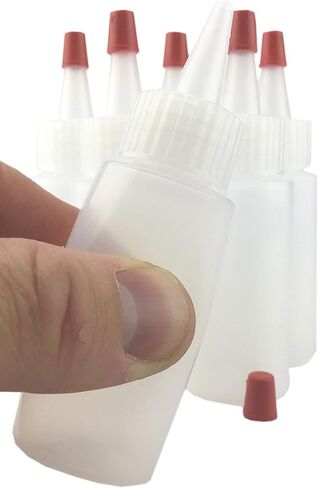 Hobbyland Squeeze Bottles, LDPE Plastic Bottles, Natural Cylinder Bottles, Yorker Spout Red Caps, Tips have .30 Hole (1oz, 6 Bottles) in Saudi Arabia