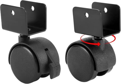 QWORK Swivel Casters Set of 8-1.57-inch/40mm Wheel Dia, 360° Rotation Caster Wheels with U-Bracket and Brakes, ABS Plastic, for Furniture and Hand Trolleys in Saudi Arabia
