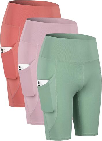 TAISIM Women's High Waist Yoga Bike Shorts with Pockets, Tummy Control Fitness Athletic Workout Running Shorts in Saudi Arabia