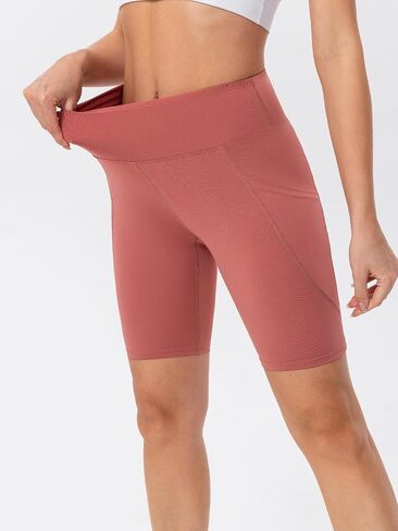 TAISIM Women's High Waist Yoga Bike Shorts with Pockets, Tummy Control Fitness Athletic Workout Running Shorts in Saudi Arabia