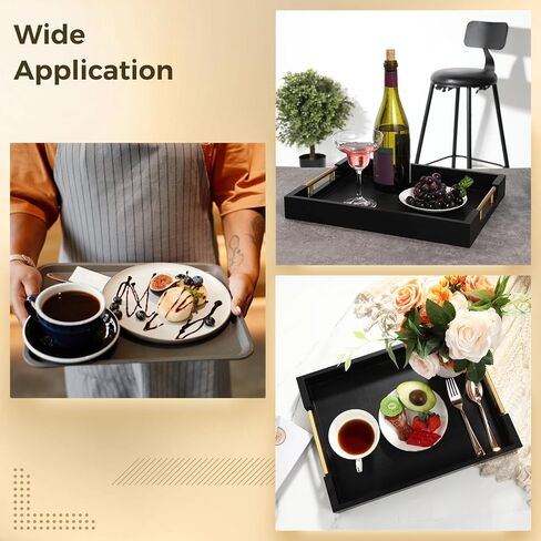 Wood Serving Tray with Handles, 16" Solid Wood Ottoman Tray, Modern Decorative Coffee Table Tray, Rectangular Organizer for Living Room, Bathroom, Wooden Centerpiece for Dining Table in Saudi Arabia