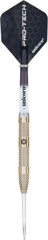 Unicorn Darts Set | Pro-Tech Style 4 | 90% Natural Tungsten Barrels with Golden Accents & Volute Points | Steel Tip | 24 g in Saudi Arabia