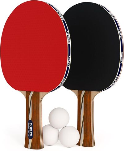 Duplex | 6 Star Ping Pong Paddle Set - Best Professional Table Tennis Racket Kit with High Performance Rubber - Two Blades with Three Ping Pong Balls in Saudi Arabia