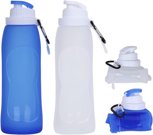 Collapsible Water Bottles(2 Count), MCOMCE Foldable Water Bottles for Travel & Collapsable Water Bottle with Clip for Backpack, Portable Silicone Water Bottle, Collapse Water Bottles for Travel in Saudi Arabia