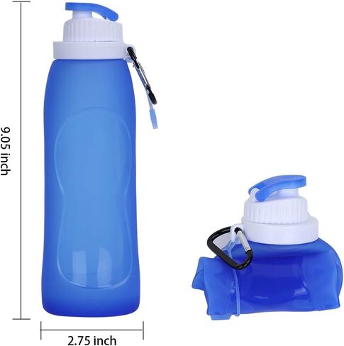Collapsible Water Bottles(2 Count), MCOMCE Foldable Water Bottles for Travel & Collapsable Water Bottle with Clip for Backpack, Portable Silicone Water Bottle, Collapse Water Bottles for Travel in Saudi Arabia