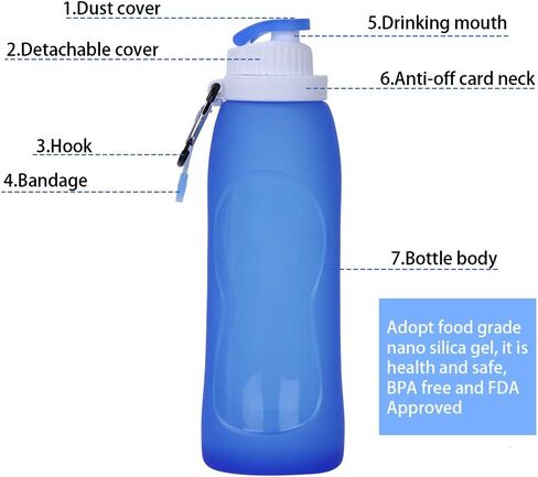 Collapsible Water Bottles(2 Count), MCOMCE Foldable Water Bottles for Travel & Collapsable Water Bottle with Clip for Backpack, Portable Silicone Water Bottle, Collapse Water Bottles for Travel in Saudi Arabia