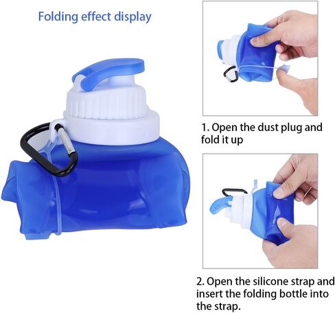 Collapsible Water Bottles(2 Count), MCOMCE Foldable Water Bottles for Travel & Collapsable Water Bottle with Clip for Backpack, Portable Silicone Water Bottle, Collapse Water Bottles for Travel in Saudi Arabia