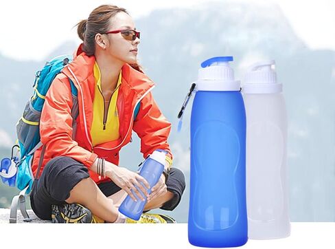 Collapsible Water Bottles(2 Count), MCOMCE Foldable Water Bottles for Travel & Collapsable Water Bottle with Clip for Backpack, Portable Silicone Water Bottle, Collapse Water Bottles for Travel in Saudi Arabia