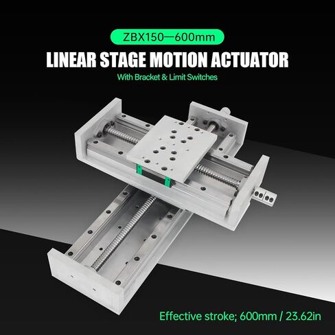 RATTMMOTOR ZBX150-400mm/15.75" Stroke CNC Linear Stage Motion Actuator X/Y/Z Axis Cross Sliding Table Double Linear Slide Rail Guide 1605 Ballscrew with Limit Switch+Motor Mount Bracket for CNC Router in Saudi Arabia