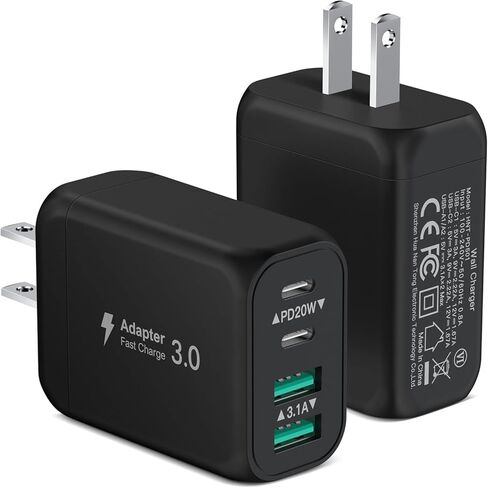 2 حزمة شاحن USB C، 40 وات مزدوج المنفذ PD+QC USB C محول طاقة شاحن حائط، قابس شحن سريع من النوع C متوافق مع iPhone 15/15 Pro/15 Pro Max/14/13/12، iPad، Airpods، iwatch، Samsung جالاكسي وايت in Saudi Arabia