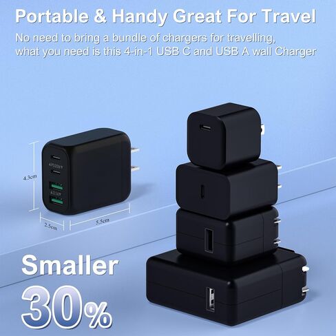2 حزمة شاحن USB C، 40 وات مزدوج المنفذ PD+QC USB C محول طاقة شاحن حائط، قابس شحن سريع من النوع C متوافق مع iPhone 15/15 Pro/15 Pro Max/14/13/12، iPad، Airpods، iwatch، Samsung جالاكسي وايت in Saudi Arabia