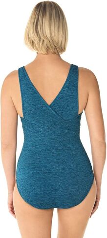 Penbrooke Women's Krinkle Chlorine-Proof Cross Back Maillot One Piece Swimsuit in Saudi Arabia