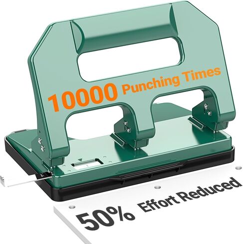 3 Hole Punch Heavy Duty, AFMAT 3 Hole Puncher for Binder, 10000+ Punching Times, 40-Sheet Three Hole Punch, Metal Hole Puncher 3 Ring, 50% Reduced Effort, Bulit-in S.S. Paper Guide, Last for Years in Saudi Arabia