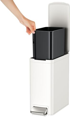 2.6 Gallon Bathroom Trash Can with lid,Stainless Steel Garbage Can with Removable Bucket,Compact Trash Bin for Bathroom,Bedroom,Office,White in Saudi Arabia