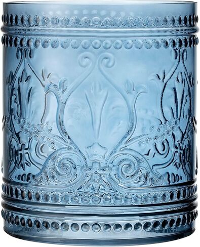 KMwares Decorative Wastebasket/Trash Can/Garbage Can for Home Accent, Kitchen, Bathroom Accessories, Office Decoration - Real Glass Solid Dark Blue in Saudi Arabia