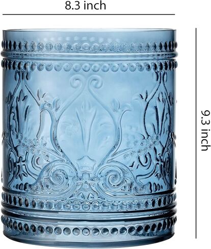 KMwares Decorative Wastebasket/Trash Can/Garbage Can for Home Accent, Kitchen, Bathroom Accessories, Office Decoration - Real Glass Solid Dark Blue in Saudi Arabia