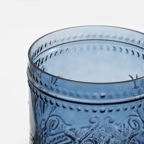 KMwares Decorative Wastebasket/Trash Can/Garbage Can for Home Accent, Kitchen, Bathroom Accessories, Office Decoration - Real Glass Solid Dark Blue in Saudi Arabia