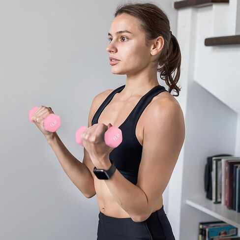 MADOG Dumbbell Set, Anti-Slip Neoprene Coated Hexagon Hand Weights for Home Gym Equipment Workouts Strength Training in Kuwait