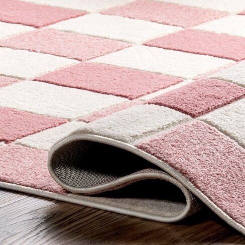 سجادة منطقة الأطفال nuLOOM Aubrey Checkered، مقاس 5x8، وردي in Saudi Arabia