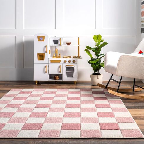 سجادة منطقة الأطفال nuLOOM Aubrey Checkered، مقاس 5x8، وردي in Saudi Arabia
