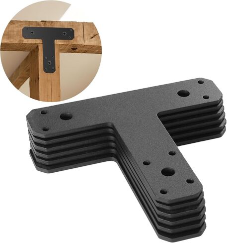 Flat Mending Plates, 6 Pcs Post to Beam Metal Flat Support Plates 6.5 x 5.7’’, Heavy-Duty Iron T-Shaped Brackets Braces for Beams, Furniture Seam/Joint/Crack Repair in Saudi Arabia