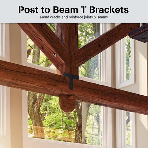 Flat Mending Plates, 6 Pcs Post to Beam Metal Flat Support Plates 6.5 x 5.7’’, Heavy-Duty Iron T-Shaped Brackets Braces for Beams, Furniture Seam/Joint/Crack Repair in Saudi Arabia