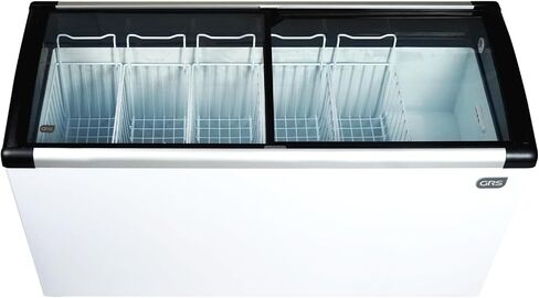 GRS Glass Door Small Chest Freezer - 4.13 Cubic Feet Small Deep Freezer with LED Light and 2 Removable Baskets, Mini Freezer Ideal for Ice Cream and Frozen Novelties in Saudi Arabia