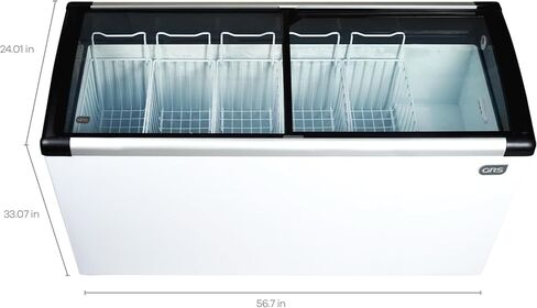 GRS Glass Door Small Chest Freezer - 4.13 Cubic Feet Small Deep Freezer with LED Light and 2 Removable Baskets, Mini Freezer Ideal for Ice Cream and Frozen Novelties in Saudi Arabia