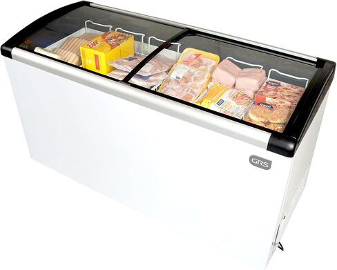 GRS Glass Door Small Chest Freezer - 4.13 Cubic Feet Small Deep Freezer with LED Light and 2 Removable Baskets, Mini Freezer Ideal for Ice Cream and Frozen Novelties in Saudi Arabia