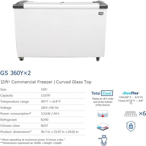 GRS Glass Door Small Chest Freezer - 4.13 Cubic Feet Small Deep Freezer with LED Light and 2 Removable Baskets, Mini Freezer Ideal for Ice Cream and Frozen Novelties in Saudi Arabia
