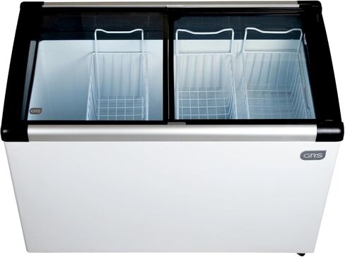 GRS Glass Door Small Chest Freezer - 4.13 Cubic Feet Small Deep Freezer with LED Light and 2 Removable Baskets, Mini Freezer Ideal for Ice Cream and Frozen Novelties in Saudi Arabia