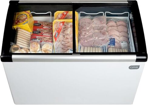 GRS Glass Door Small Chest Freezer - 4.13 Cubic Feet Small Deep Freezer with LED Light and 2 Removable Baskets, Mini Freezer Ideal for Ice Cream and Frozen Novelties in Saudi Arabia