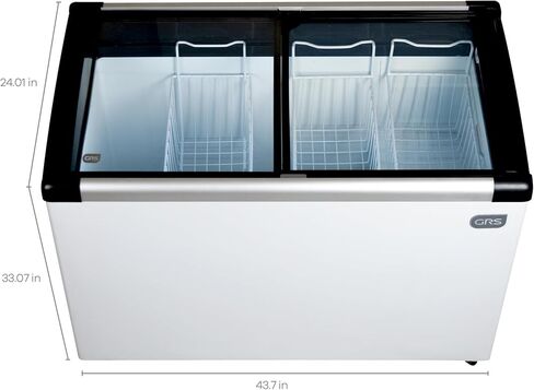 GRS Glass Door Small Chest Freezer - 4.13 Cubic Feet Small Deep Freezer with LED Light and 2 Removable Baskets, Mini Freezer Ideal for Ice Cream and Frozen Novelties in Saudi Arabia