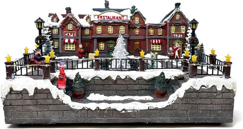 allgala Crafted Polyresin Christmas House Collectable Figurine with USB Cable Power Source-Fountain in Town Center-XH93438 in Saudi Arabia