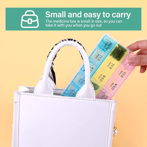 Large Weekly Pill Organizer 3 Times A Day, Moisture-Proof 7 Day Pill Box, Travel Pill Cases Portable for Pills Vitamin Fish Oil Supplements in Saudi Arabia